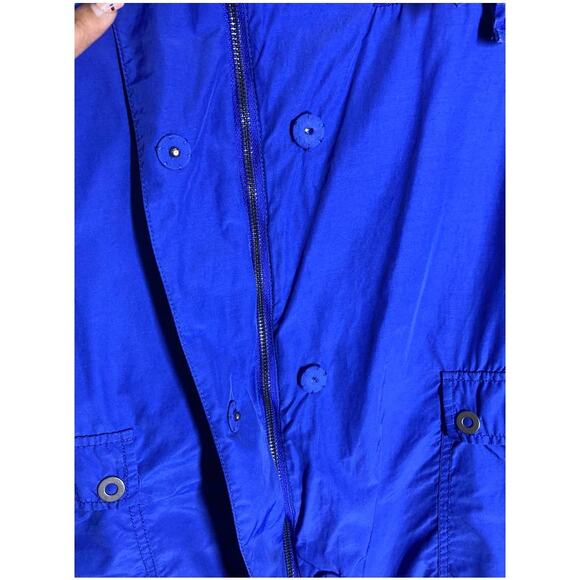 Eileen Fisher Royal Blue Funnel Neck Anorak Utility Windbreaker Jacket - M - Picture 3 of 7